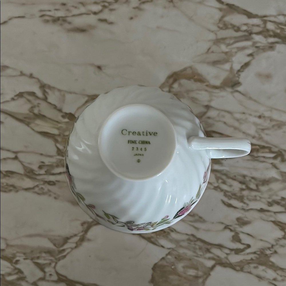 Creative Fine China Teacup with Floral Design